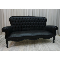 Canapé Cabriolet Chesterfield - Bois laqué noir Simili cuir Croco noir