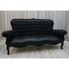 Canapé Cabriolet Chesterfield - Bois laqué noir Simili cuir Croco noir