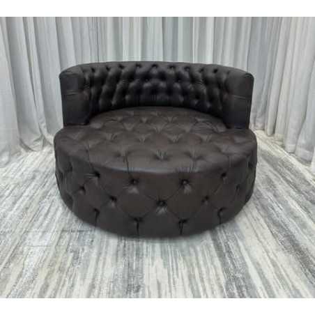 Canapé Rond Chesterfield - Simili Cuir Capitonné Marron