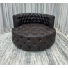 Canapé Rond Chesterfield - Simili Cuir Capitonné Marron