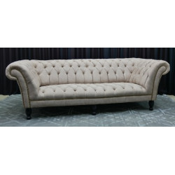 Canapé Chesterfield Capitonné en Alcantara Beige