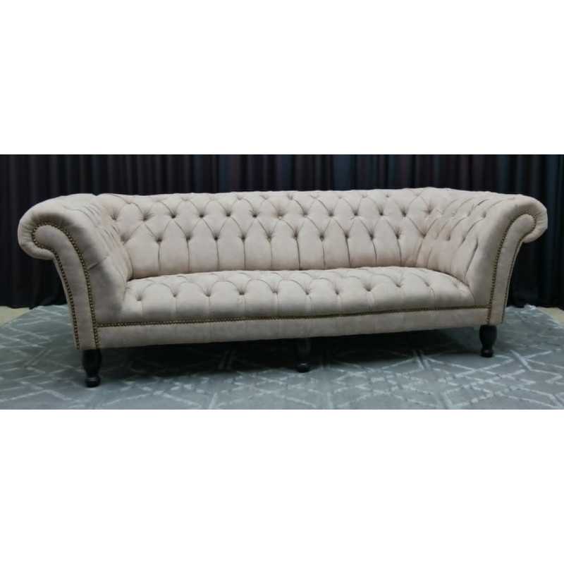 Canapé Chesterfield Capitonné en Alcantara Beige