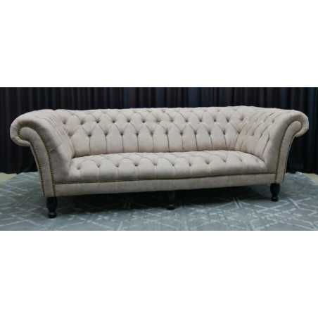 Canapé Chesterfield Capitonné en Alcantara Beige