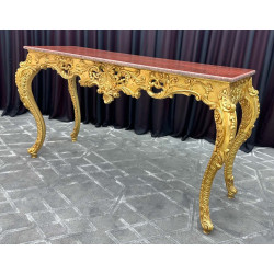 CONSOLE STYLE BAROQUE - OR RELIEFS CUIVRE - MARBRE ROUGE - 160cm - PROMO