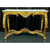 CONSOLE STYLE BAROQUE - FEUILLE D'OR - MARBRE ROUGE - 115cm