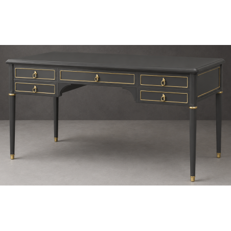 Bureau Style Louis XVI - Largeur 140cm - Profondeur 70cm - Bois laqué grisBureau Style Louis XVI sur commande avec un livraison sous 2 mois en moyenne.Pour les produits sur commande, la commande s’effectue par e-mail après réception et validation d’un devis. Lors de votre demande, merci de préciser le modèle souhaité, la teinte et la finition du bois, les dimensions désirées ainsi que les éventuelles options de personnalisation. Vous recevrez en retour un devis personnalisé, accompagné des instructions nécessaires pour passer votre commande ainsi que de notre RIB pour le règlement de l’acompte de 50%.La livraison est proposée au tarif unique de 349€ TTC dans toute la France continentale, quels que soient le nombre de meubles commandés, leur volume ou la distance à parcourir. Nous effectuons nous-mêmes la livraison de nos meubles, sans faire appel à un transporteur ni à un sous-traitant. Chaque bureau est soigneusement protégé dans notre véhicule à l’aide de couvertures épaisses et de mousses de calage afin de limiter les risques de chocs, de rayures ou de détérioration pendant le trajet.