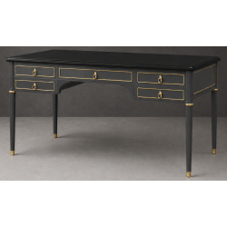 Bureau Style Louis XVI - Largeur 140cm - Profondeur 70cm - Bois laqué gris et noirBureau Style Louis XVI sur commande avec un livraison sous 2 mois en moyenne.Pour les produits sur commande, la commande s’effectue par e-mail après réception et validation d’un devis. Lors de votre demande, merci de préciser le modèle souhaité, la teinte et la finition du bois, les dimensions désirées ainsi que les éventuelles options de personnalisation. Vous recevrez en retour un devis personnalisé, accompagné des instructions nécessaires pour passer votre commande ainsi que de notre RIB pour le règlement de l’acompte de 50%.La livraison est proposée au tarif unique de 349€ TTC dans toute la France continentale, quels que soient le nombre de meubles commandés, leur volume ou la distance à parcourir. Nous effectuons nous-mêmes la livraison de nos meubles, sans faire appel à un transporteur ni à un sous-traitant. Chaque bureau est soigneusement protégé dans notre véhicule à l’aide de couvertures épaisses et de mousses de calage afin de limiter les risques de chocs, de rayures ou de détérioration pendant le trajet.