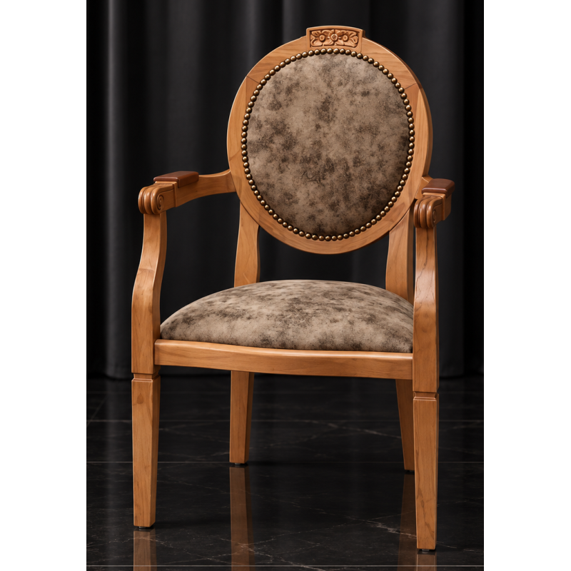 FAUTEUIL MÉDAILLON DE BUREAU en stock - PRIX PROMOLes Meubles DOBOIS vous propose ce fauteuil Médaillon de style Louis XVI, fabriqué dans nos ateliers selon des méthodes traditionnelles.Structure en hêtre 100% massif avec finition vernis chêne clair. Assise et dossier garnis d’un tissu Alcantara très doux, avec un toucher velours et un aspect daim, agréable au toucher et confortable.Idéal comme fauteuil de bureau, fauteuil d’appoint, pour une chambre, un salon ou un espace de réception.PRIX PROMOTIONNEL : 349€ TTC au lieu de 399€ TTC.Ce modèle peut également être fabriqué sur commande avec un large choix de tissus, velours, lin, coton, simili cuir, cuir ainsi que différentes finitions de bois.Livraison assurée par nos soins, avec protection du fauteuil dans des couvertures et mousses de calage pendant le transport.