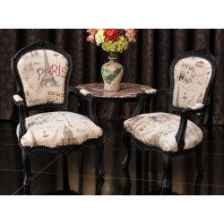 LOT 2 FAUTEUILS CABRIOLET PARIS - Bois laqué noir et tissu PARISLes Meubles DOBOIS vous propose ce lot de 2 fauteuils Cabriolet de style Louis XV, fabriqués dans nos ateliers en bois de hêtre massif laqué noir et tissu PARIS.Assise de 45cm de hauteur garnis à l'ancienne (crin, ressorts et sangles).Ce modèle peut également être fabriqué sur commande avec un large choix de tissus, velours, lin, coton, simili cuir ou cuir, ainsi que différentes finitions de bois.Livraison possible par nos soins, avec protection individuelle des fauteuils dans des couvertures et mousses de calage pendant le transport.