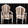 LOT 2 FAUTEUILS CABRIOLET - Bois cérusé blancLes Meubles DOBOIS vous propose ce lot de 2 fauteuils Cabriolet de style Louis XV, fabriqués dans nos ateliers en bois de hêtre massif cérusé blanc.Assise et dossier garnis à l'ancienne (crin, ressorts et sangles).Ce modèle peut également être fabriqué sur commande avec un large choix de tissus, velours, lin, coton, simili cuir ou cuir, ainsi que différentes finitions de bois.Livraison possible par nos soins, avec protection individuelle des fauteuils dans des couvertures et mousses de calage pendant le transport.