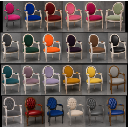LOT 30 CHAISES MÉDAILLON AVEC ACCOUDOIRS - Déstockage, couleurs aléatoiresLes Meubles DOBOIS vous propose un déstockage de 30 chaises Médaillon avec accoudoirs, fabriquées en hêtre massif et destinées notamment aux professionnels de la restauration, hôtels, bureaux et salles d’attente.PRIX DÉSTOCKAGE : 229€ TTC l’unité au lieu de 349€ TTC. 190€ HT au lieu de 290€ HT.Attention : il ne s’agit pas de fauteuils de salon mais bien de chaises avec accoudoirs. La hauteur d’assise est celle d’une chaise classique, adaptée à une table à manger, une table de restaurant ou un bureau. Elles ne sont donc pas conçues comme assises basses de salon, mais peuvent parfaitement convenir à une salle d’attente.À ce tarif, aucune sélection de couleur, tissu ou finition n’est possible. Les modèles sont attribués aléatoirement selon les stocks disponibles.Produits parfaitement neufs proposés en déstockage.Livraison possible par nos soins, avec protection dans des couvertures et mousses de calage.