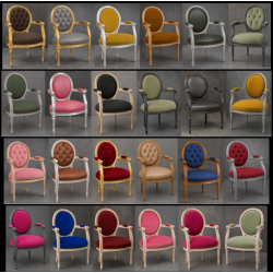 LOT 30 CHAISES MÉDAILLON AVEC ACCOUDOIRS - Déstockage, couleurs aléatoiresLes Meubles DOBOIS vous propose un déstockage de 30 chaises Médaillon avec accoudoirs, fabriquées en hêtre massif et destinées notamment aux professionnels de la restauration, hôtels, bureaux et salles d’attente.PRIX DÉSTOCKAGE : 229€ TTC l’unité au lieu de 349€ TTC. 190€ HT au lieu de 290€ HT.Attention : il ne s’agit pas de fauteuils de salon mais bien de chaises avec accoudoirs. La hauteur d’assise est celle d’une chaise classique, adaptée à une table à manger, une table de restaurant ou un bureau. Elles ne sont donc pas conçues comme assises basses de salon, mais peuvent parfaitement convenir à une salle d’attente.À ce tarif, aucune sélection de couleur, tissu ou finition n’est possible. Les modèles sont attribués aléatoirement selon les stocks disponibles.Produits parfaitement neufs proposés en déstockage.Livraison possible par nos soins, avec protection dans des couvertures et mousses de calage.