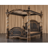 Lit à Baldaquin Italien Style Baroque 160x200 - Bois Chêne Hêtre brut - Les Meubles DOBOISFabriqué en hêtre 100% massif, ce lit à baldaquin de style baroque italien se distingue par ses nombreuses sculptures réalisées à la main au ciseau à bois.Sa finition actuelle est réalisée avec un vernis au tampon noir Napoléon, ensuite poncé manuellement sur les reliefs afin de faire apparaître le bois brut en dessous et accentuer les détails des sculptures.Ce modèle est disponible en largeur intérieure 160, 180 et 200cm.Chaque lit peut être entièrement personnalisé selon vos envies : tissu, capitonnage, dimensions, finition du bois, couleurs et différentes options. Plus de 800 choix de tissus, matières, teintes et finitions permettent de composer un modèle adapté à votre décoration.De nombreuses finitions de bois sont proposées : bois naturel, vernis, cérusé blanc ou noir, laqué blanc, gris ou noir, feuille d'or patinée, finition or riche et autres finitions sur demande.Toutes nos finitions de bois, tissus et options sont présentées dans la rubrique CATALOGUE FINITIONS sur www.dobois.comLa livraison est assurée directement par Les Meubles DOBOIS. Le mobilier est protégé avec des couvertures épaisses et de la mousse de calage, sans passage par un transporteur classique.