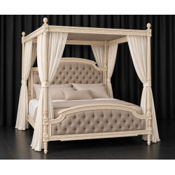 Lit à Baldaquin Style Louis XVI - 160x200 - Bois Cérusé Blanc - Velours Perle - Les Meubles DOBOIS Lit à baldaquin Style Louis XVI entièrement personnalisable : Dimensions, tissu, finition du bois, capitonnage, couleurs et nombreuses options. Plus de 800 choix de tissus, matières, teintes et finitions sont disponibles pour créer un lit unique adapté à votre décoration.Nos lits baldaquin sont fabriqués en hêtre 100% massif, avec des sculptures réalisées à la main au ciseau à bois. Plusieurs finitions sont proposées : bois naturel, vernis, cérusé blanc ou noir, laqué blanc, gris ou noir, feuille d'or patinée, finition or riche ou autres finitions sur demande.Disponible en largeur intérieur 160, 180 et 200cm. D'autres dimensions peuvent être étudiées pour une fabrication sur mesure.Retrouvez toutes nos finitions de bois, tissus et options dans la rubrique CATALOGUE FINITIONS sur www.dobois.comLivraison assurée directement par Les Meubles DOBOIS, avec protection par couvertures épaisses et mousse de calage, sans transporteur classique.