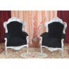 FAUTEUIL DE STYLE BAROQUE - Bois argent avec un velours noir