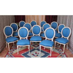 LOT 23 CHAISES MEDAILLON - Or blanc - Simili Cuir NON FEU M1 pour restaurants et hotels