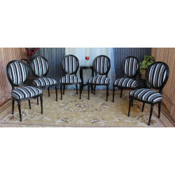 LOT 6 CHAISES MEDAILLON - Bois laque noir