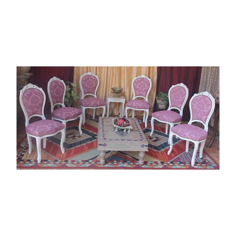LOT 6 CHAISES CABRIOLET COURONNE DE STYLE LOUIS XV