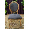 LOT 6 CHAISES MEDAILLON - Bois naturel et velours gris