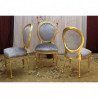 LOT 4 CHAISES MEDAILLON - Patine Or - Tissu gris