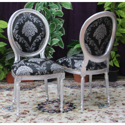 LOT 6 CHAISES MEDAILLON - Bois argent