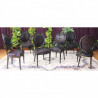 LOT 6 CHAISES MEDAILLON - Laque noir avec un revêtement bi-matière, simili cuir et velours