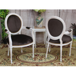 2 CHAISES MEDAILLON AVEC ACCOUDOIRS - Bois...