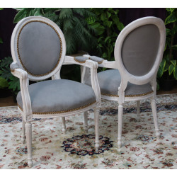 2 CHAISES MEDAILLON AVEC ACCOUDOIRS - Bois...