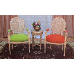 2 CHAISES MEDAILLON AVEC ACCOUDOIRS - Bois...