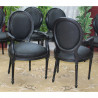 2 CHAISES MEDAILLON AVEC  ACCOUDOIRS  - Bois laqué noir avec un simili cuir noir