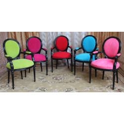 2 CHAISES MEDAILLON AVEC ACCOUDOIRS - Laque...