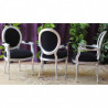 2 CHAISES MEDAILLON BAROQUE AVEC  ACCOUDOIRS - Bois feuille d'argent et velours noir