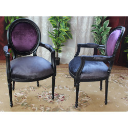 LOT 2 CHAISES MEDAILLON AVEC ACCOUDOIRS -...