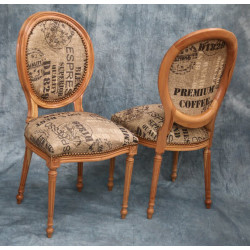 LOT 8 CHAISES MEDAILLON DONT 2 CHAISES AVEC ACCOUDOIRS - Toile de jute et bois naturel - "PROMO -20%"