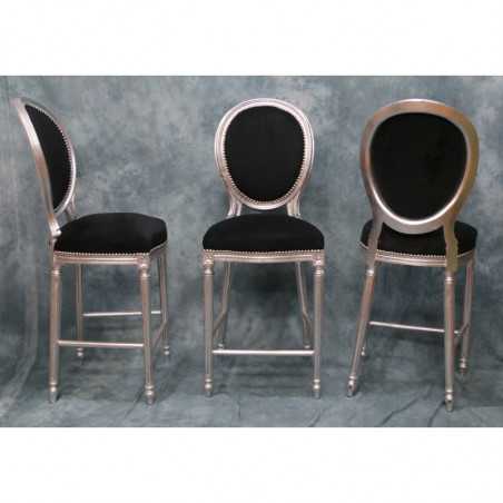 LOT 3 CHAISES MEDAILLON DE BARLot 3 Chaises Hautes de Bar Médaillon de Style Louis XVI - Hauteur d'assise 71cm.