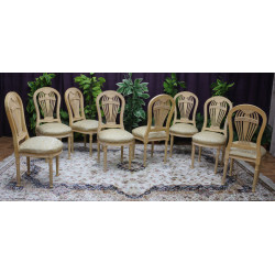 LOT 8 CHAISES MONTGOLFIERE - PATINE OR BLANC -...