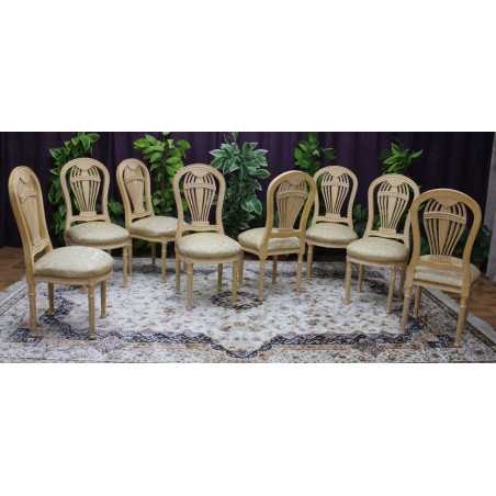 LOT 8 CHAISES MONTGOLFIERE - PATINE OR BLANC - TISSU CREME ET OR - "PROMO STOCK -20%"