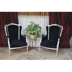 Lot 2 Fauteuils Bergère 3 PANS à Oreilles de...