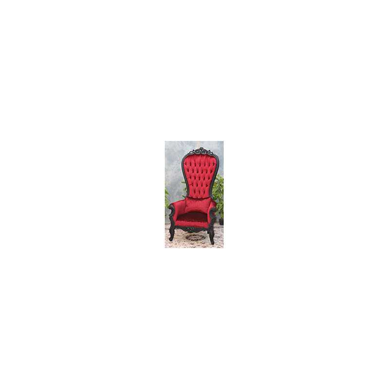 FAUTEUIL TRONE DE STYLE BAROQUE - Laque noir