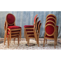 LOT 12 CHAISES MEDAILLON EMPILABLES