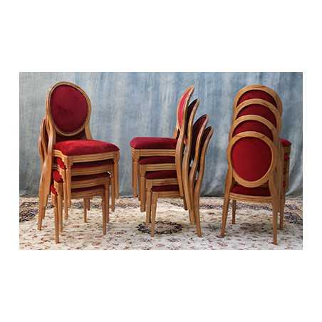 LOT 12 CHAISES MEDAILLON EMPILABLES
