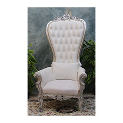 FAUTEUIL TRONE DE STYLE BAROQUE - Bois argent...