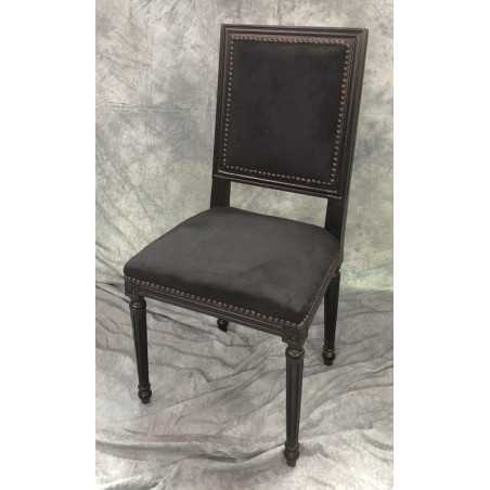 LOT 8 CHAISES JACOB DONT 2 AVEC ACCOUDOIRS - Laqué noir - Velours noir - "PROMO STOCK -20%"
