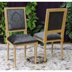 LOT 6 CHAISES JACOB - Patine Feuille d'or blanc...