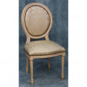 LOT 4 CHAISES MEDAILLON - Patine or blanc - Tissu creme et or